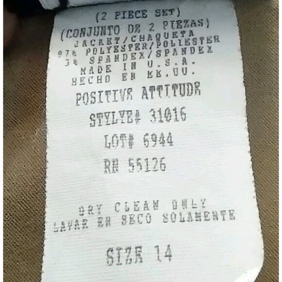 Vintage Positive Attitude Women Camel Black Long Sleeve Zip Jacket Padded Sz 14 - Picture 7 of 10